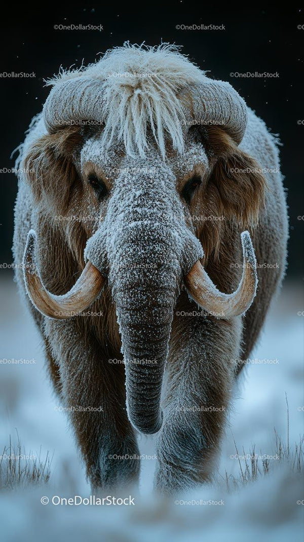 Woolly Mammoth in a Frosty Landscape