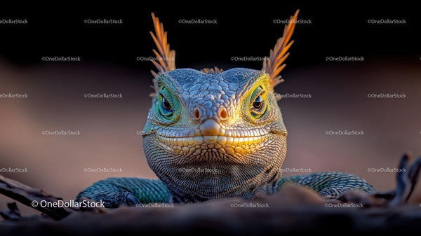 Vibrant Lizard with Spiked Crest in Natural Habitat