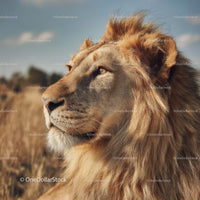 Majestic Lion with Golden Mane in the African Savannah