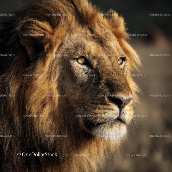 Majestic Lion with Golden Mane in Natural Habitat