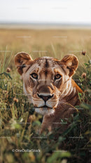 Majestic Lion Resting in the African Savanna