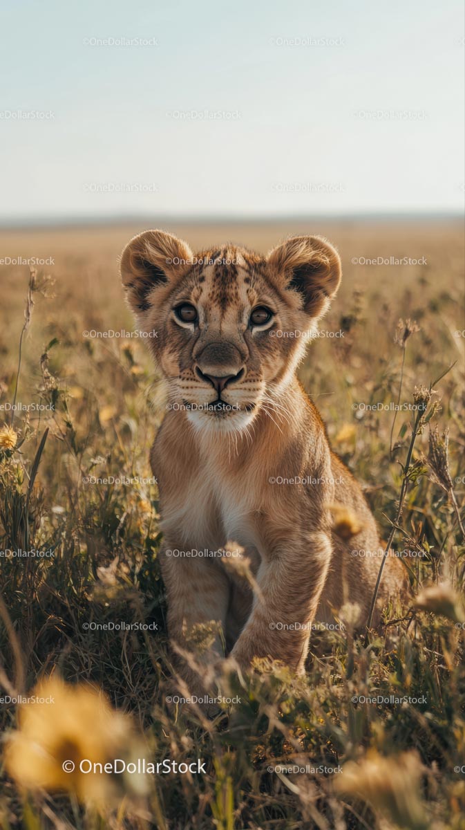 Adorable Lion Cub in the Wild African Savannah