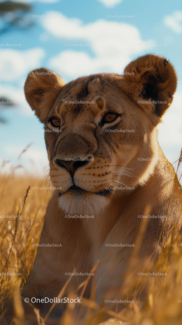 Majestic Lioness in the African Savannah