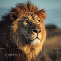 Majestic Lion in Evening Light on African Savanna