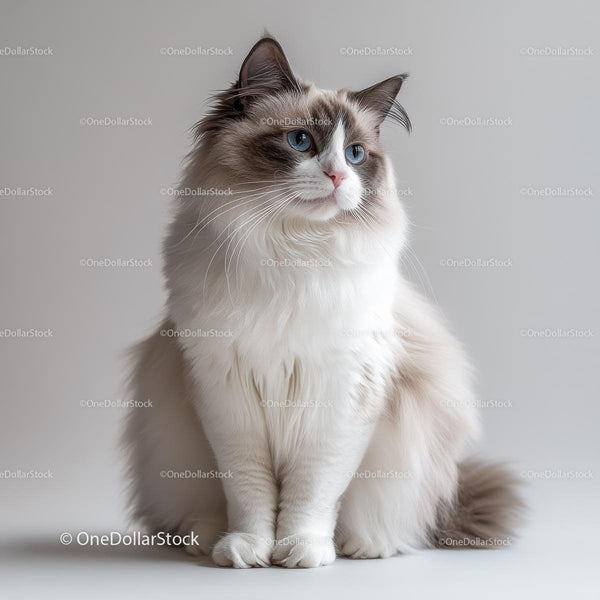 Charming Ragdoll Cat with Fluffy Fur and Blue Eyes