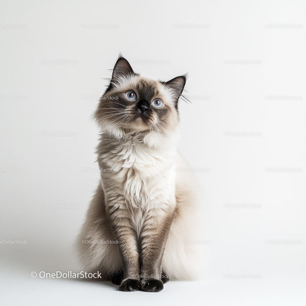 Fluffy Ragdoll Cat with Striking Blue Eyes