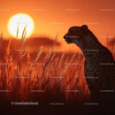 Majestic Cheetah Silhouette at Sunset in the Savannah