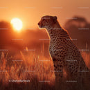 Majestic Cheetah Silhouette at Golden Sunset
