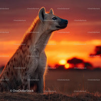 Majestic Hyena at Sunset in African Savannah