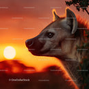 Hyena Silhouette at Sunset in the African Wilderness