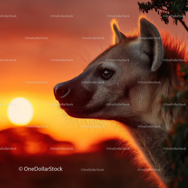 Hyena Silhouette at Sunset in the African Wilderness