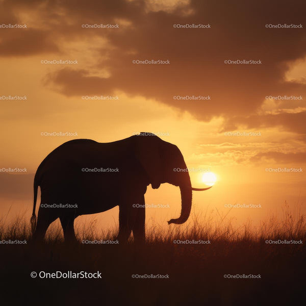 Elephant Silhouette Against a Vibrant Sunset