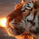 Majestic Tiger in Golden Sunset Silhouette