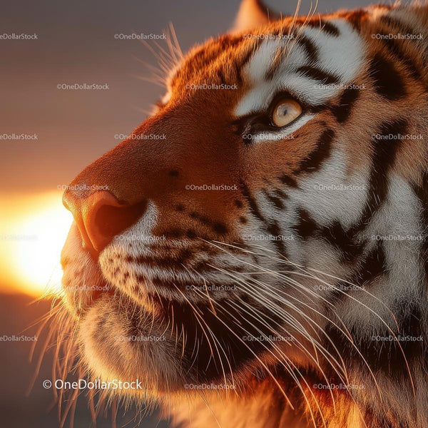 Majestic Tiger in Golden Sunset Silhouette