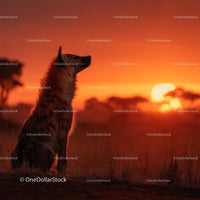 Hyena Silhouette Against Vibrant African Sunset