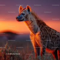 Hyena at Sunset in the African Savanna