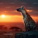 Spotted Hyena Silhouette Against Vibrant Sunset