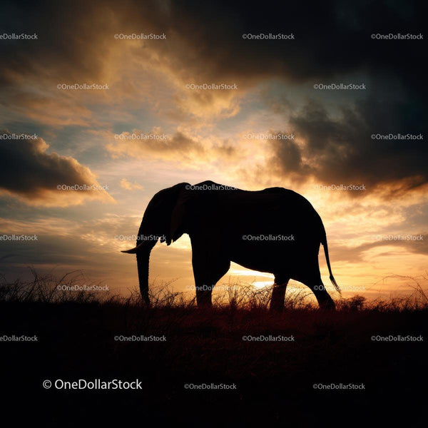 Majestic Elephant Silhouette at Sunset in the Savannah