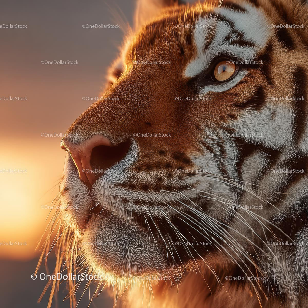 Majestic Tiger in Glowing Sunset Lighting