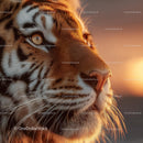 Majestic Tiger in Warm Sunset Glow