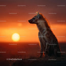 Hyena Silhouette at Sunset in African Savannah