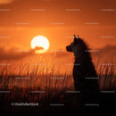 Hyena Silhouette Against Vibrant Sunset in Savannah