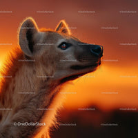 Hyena Silhouette Against Vibrant Sunset Sky