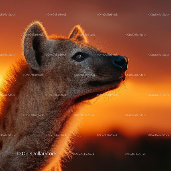 Hyena Silhouette Against Vibrant Sunset Sky