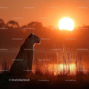 Silhouette of a Tiger at Sunset in Natural Habitat