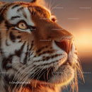 Majestic Tiger Portrait at Sunset