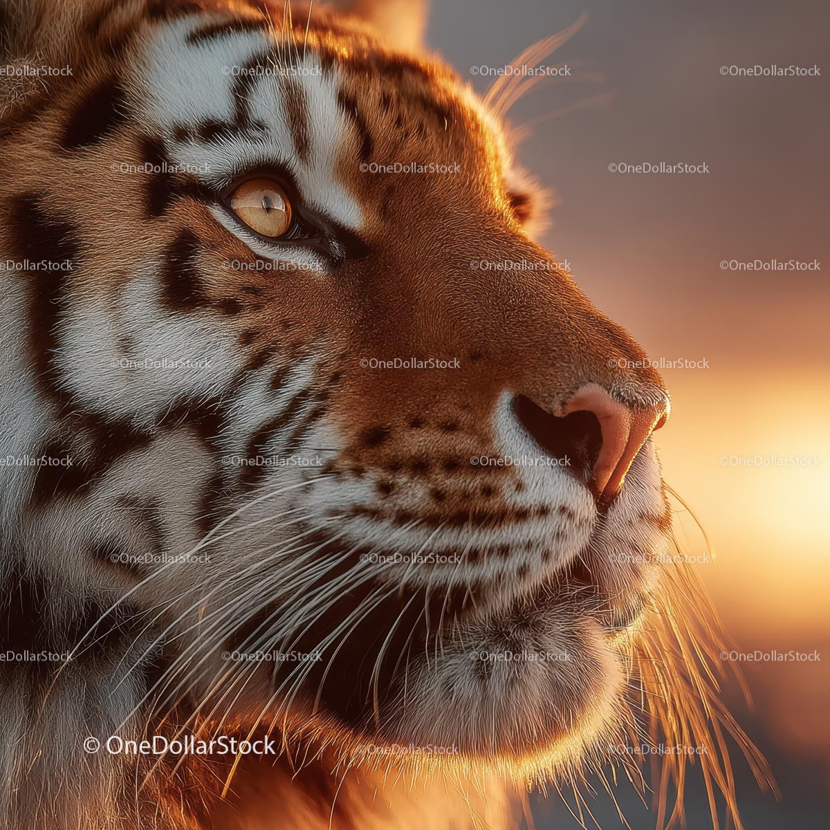 Majestic Tiger Gazing at Sunset