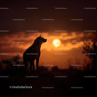 Hyena Silhouette Against Vibrant African Sunset