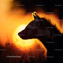 Hyena Silhouette Against Vibrant African Sunset
