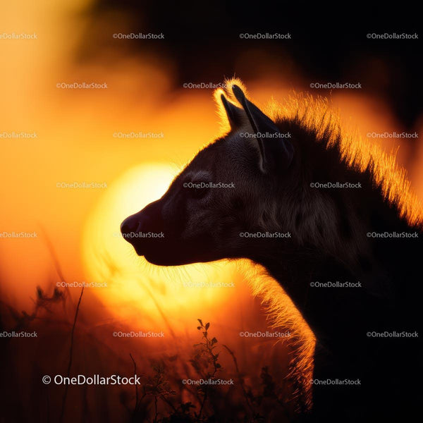 Hyena Silhouette Against Vibrant African Sunset