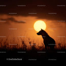 Hyena Silhouette on African Savannah at Sunset