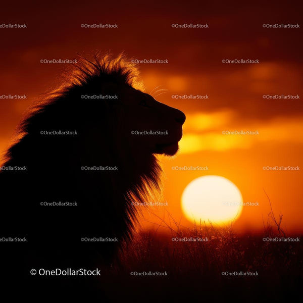 Majestic Lion Silhouette at African Sunset