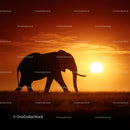 Majestic Elephant Silhouette at Sunset in the African Savanna
