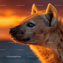 Hyena Against a Vibrant Sunset Background