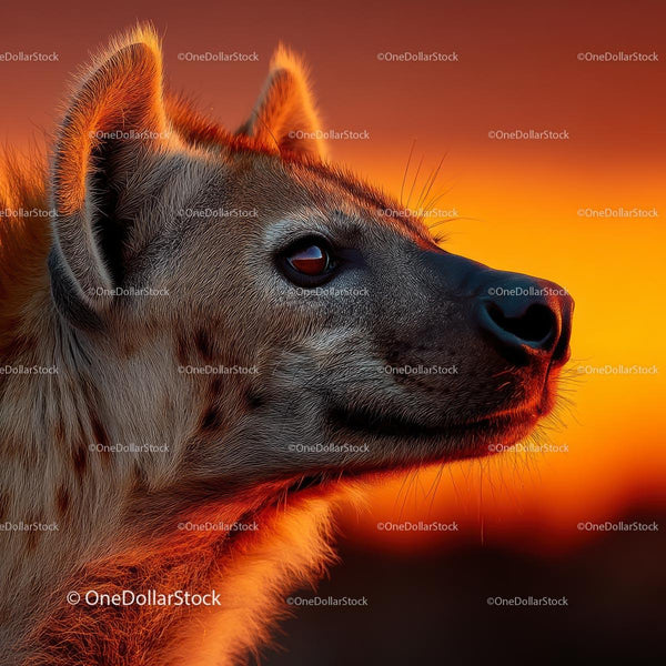 Hyena Silhouette Against Vibrant Orange Sunset