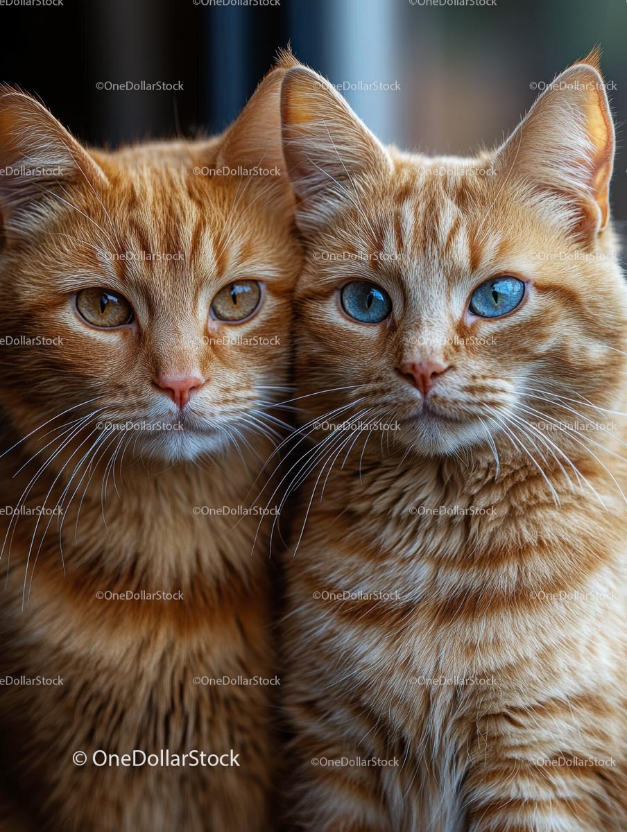 Adorable Ginger Cat Duo with Charming Blue Eyes