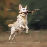 Energetic Labrador Playing Fetch in Open Field