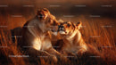 Tender Moment Between Lions at Sunset in the Savannah