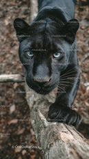 Intense Gaze of a Black Panther in the Jungle