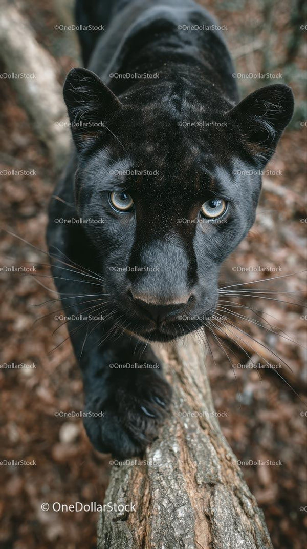 Majestic Black Panther in Forest Habitat