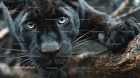 Majestic Black Panther with Intense Blue Eyes in Jungle