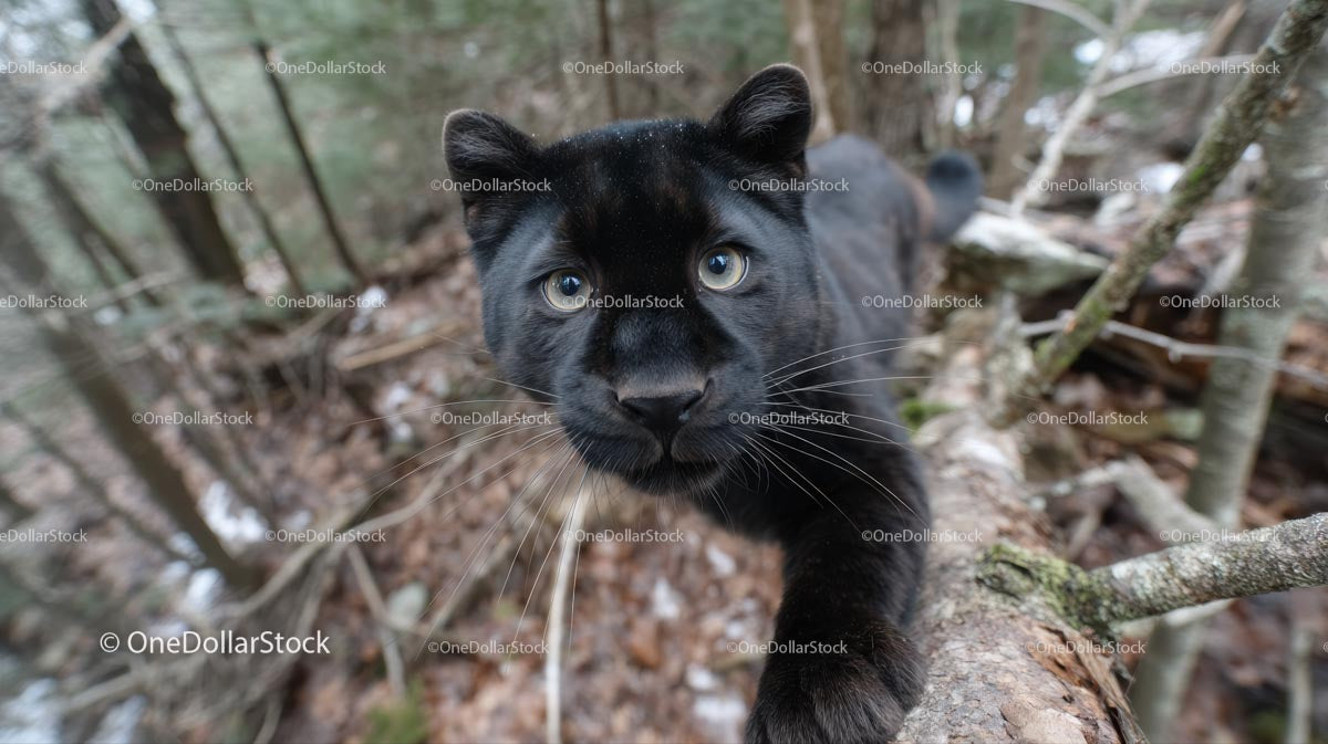 Curious Black Panther in Natural Jungle Habitat