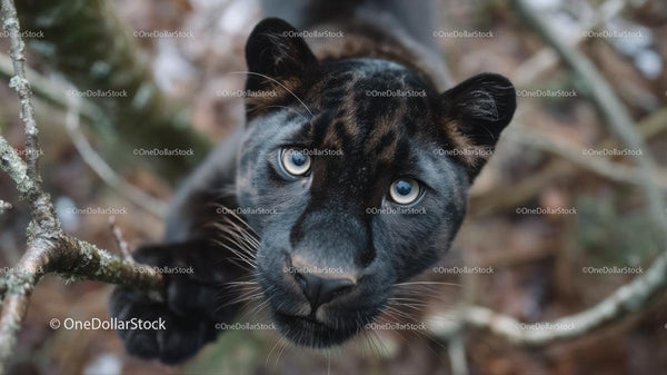 Majestic Black Panther in the Forest Underbrush
