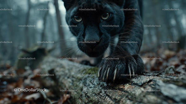 Majestic Black Panther in Forest Close-Up