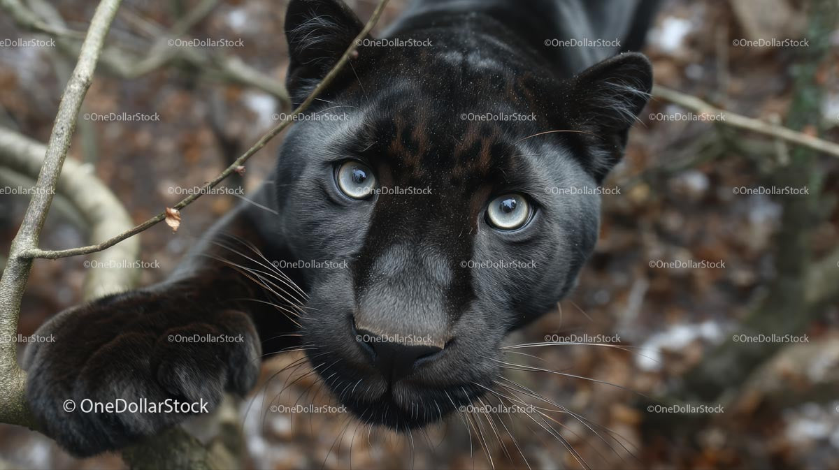 Black Panther with Piercing Eyes in the Wild