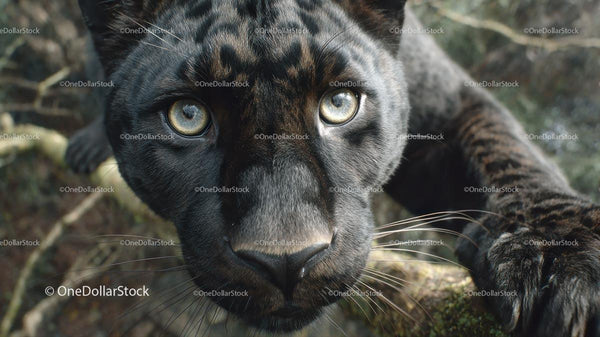 Close-Up of a Black Panther's Intense Gaze